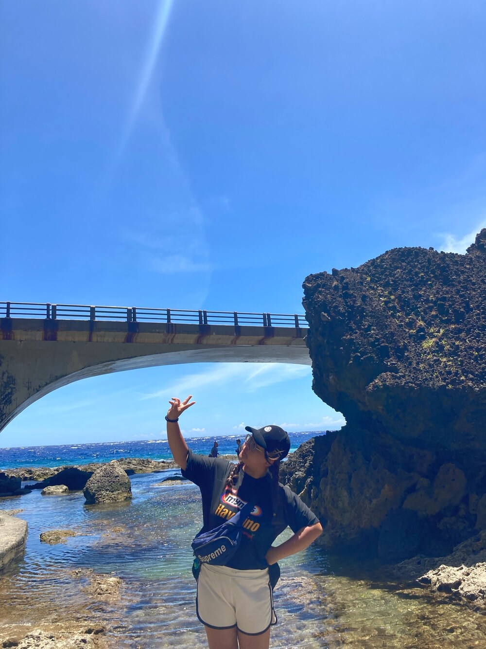 「ootd」｜「NETのアイテム（サンバイザー、ブラック系）」を使った、琳達さん（レディース・162cm）の夏コーディネートの1枚目の写真