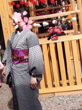「着物」｜「アイテム（腕時計）」を使った、たくゆき＠グレヲタde八重流さん（レディース・160cm）の春コーディネート