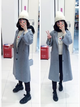 「note et silence （ノートエシロンス）のアイテム（チェスターコート）」を使った、Y少先队员Yさん（レディース・163cm）の冬コーディネート