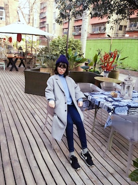 「note et silence （ノートエシロンス）のアイテム（チェスターコート）」を使った、Y少先队员Yさん（レディース・163cm）の冬コーディネート