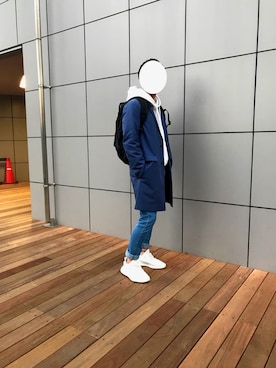 「イージーブースト」｜「アイテム（ステンカラーコート）」を使った、tさん（メンズ・168cm）の秋コーディネート