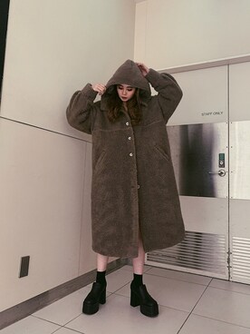 「EMODA（エモダ）のアイテム（その他アウター）」を使った、sanaekawaiさん（レディース・163cm）の冬コーディネート