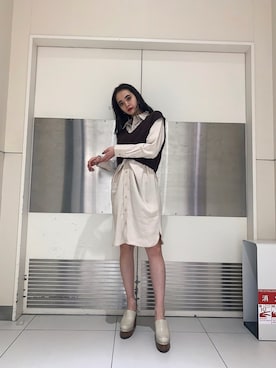 「EMODA（エモダ）のアイテム（シャツワンピース）」を使った、sanaekawaiさん（レディース・163cm）の冬コーディネート