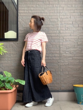 「MACKINTOSH PHILOSOPHY（ﾏｯｷﾝﾄｯｼｭ ﾌｨﾛｿﾌｨｰ）のアイテム（かごバッグ）」を使った、Rさん（レディース・153cm）の春コーディネート