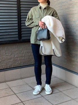 「JOURNAL STANDARD relume（ジャーナルスタンダード　レリューム）のアイテム（ノーカラーコート）」を使った、Rさん（レディース・153cm）の冬コーディネート