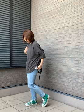 「ZOZO（ゾゾ）のスリムテーパードデニムパンツ［WOMEN］（デニムパンツ）」を使った、Rさん（レディース・153cm）の春コーディネート