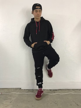 「pants」｜「アイテム（帽子）」を使った、KEN<<<さん（メンズ・173cm）の冬コーディネート