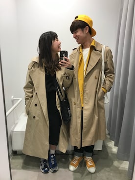 「カップル」｜「アイテム（トレンチコート）」を使った、kazuuuuuuさん（メンズ・173cm）の春コーディネート