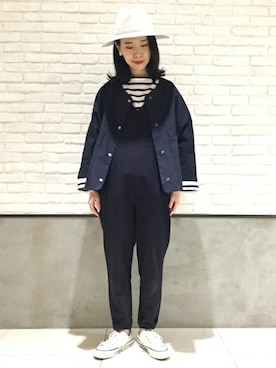 「JOURNAL STANDARD relume（ジャーナルスタンダード　レリューム）のアイテム（ノーカラージャケット）」を使った、JOURNAL STANDARD relume札幌店スタッフさん（レディース・160cm）の冬コーディネート