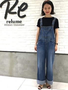 「relume」｜「アイテム（サロペット/オーバーオール）」を使った、JOURNAL STANDARD relume札幌店スタッフさん（レディース・160cm）の夏コーディネート