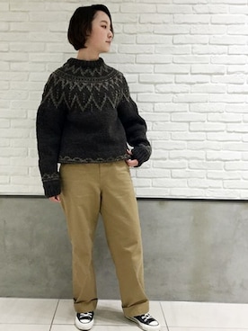 「フェアアイルニット」｜JOURNAL STANDARD relume札幌店スタッフさん（レディース・164cm）の冬コーディネート