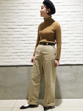 「MASTER&Co（マスターアンドコー）のアイテム（パンツ）」を使った、JOURNAL STANDARD relume札幌店スタッフさん（レディース・164cm）の冬コーディネート