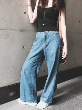 「BACKS（バックス）のアイテム（パンツ）」を使った、cさん（レディース・161cm）の夏コーディネート