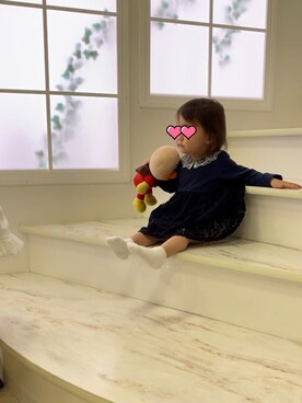 「combimini（コンビミニ）のアイテム（ワンピース/ドレス）」を使った、🇷さん（キッズ・80cm）の秋コーディネート
