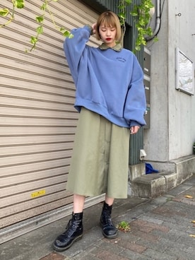 「Dr. Martens（ドクターマーチン）のDr.ﾏｰﾁﾝ　1460　8ホール（ブーツ）」を使った、cameronさん（レディース・167cm）の秋コーディネート