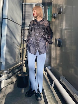 「チャイナシャツ」｜cameronさん（レディース・167cm）の春コーディネート