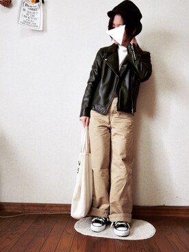 「CONVERSE（コンバース）のconverse コンバース ALL STAR HI オールスター ハイ 3206 BLACK(US)（スニーカー）」を使った、*ma.ru*さん（レディース・149cm・30代）の春コーディネート