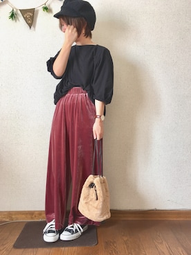 「CONVERSE（コンバース）のconverse コンバース ALL STAR HI オールスター ハイ 3206 BLACK(US)（スニーカー）」を使った、*ma.ru*さん（レディース・149cm）の秋コーディネート