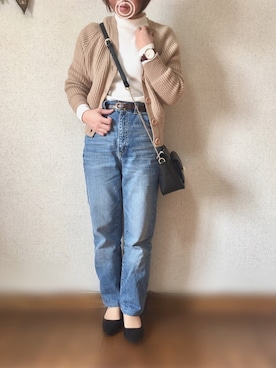 「ハイウエストストレートジーンズ」｜*ma.ru*さん（レディース・149cm）の冬コーディネート