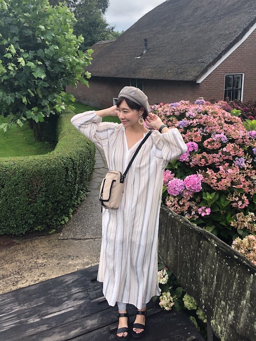 【新品未使用】アリジ ギャザー ストライプ マキシ ワンピース イタリア製 ALLSAINTS ワンピース XYLIA GATHERED MAXI DRESS | ギャザー