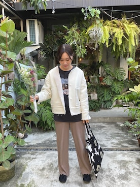 「kbf_ootd」｜「アイテム（ブルゾン）」を使った、Karin Fengさん（レディース・168cm）の冬コーディネート