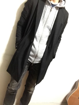 「SCHLUSSEL（シュリセル）のアイテム（トップス）」を使った、hinaka☆さん（メンズ・169cm）の冬コーディネート