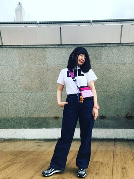 「CASIO（カシオ）のアイテム（アナログ腕時計、ピンク系）」を使った、SunnyCaiさん（レディース）の夏コーディネート