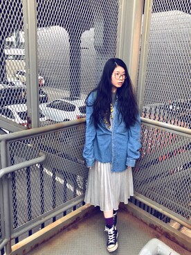 「CONVERSE（コンバース）のアイテム（シューズ、ブラック系）」を使った、SunnyCaiさん（レディース）の夏コーディネート
