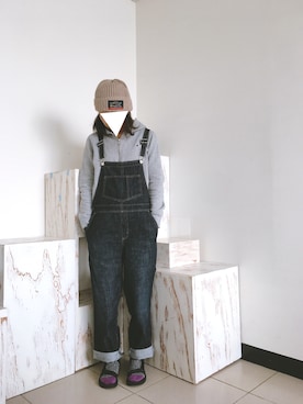 「CUBE SUGAR（キューブシュガー）のアイテム（帽子）」を使った、Lin A Juさん（レディース・164cm）の冬コーディネート