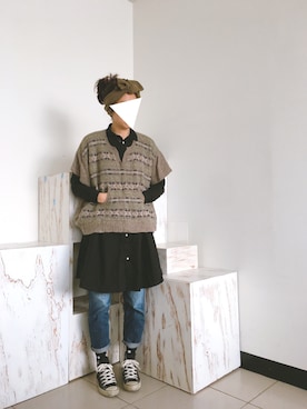 「CALINER（カリネ）のアイテム」を使った、Lin A Juさん（レディース・164cm）の冬コーディネート