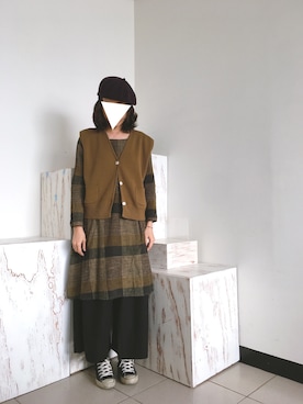 「CALINER（カリネ）のアイテム」を使った、Lin A Juさん（レディース・164cm）の冬コーディネート