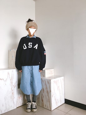 「ohana（オハナ）のアイテム」を使った、Lin A Juさん（レディース・164cm）の冬コーディネート