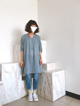 「CALINER（カリネ）のアイテム」を使った、Lin A Juさん（レディース・164cm）の春コーディネート