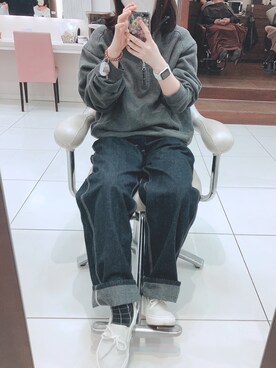 「でにむ」｜「アイテム（スリッポン）」を使った、うるりらさん（レディース・161cm）の春コーディネート