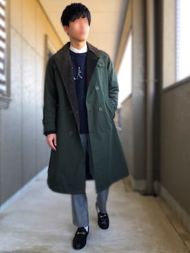 「グレンチェック」｜「アイテム（トレンチコート）」を使った、ToTaさん（メンズ・170cm）の春コーディネート