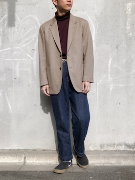 「UNIQLO（ユニクロ）のタートルネックT（長袖）（Tシャツ/カットソー）」を使った、ToTaさん（メンズ・170cm）の冬コーディネート