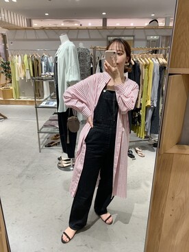「シャツワンピース」｜「アイテム（オールインワン・サロペット）」を使った、ONISHI_165cmさん（レディース・165cm）の春コーディネート