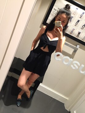 「A&F（エーアンドエフ）のアイテム（オールインワン・サロペット）」を使った、annie leungさん（レディース・160cm）の夏コーディネート