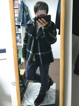 「アイテム（ピーコート）」を使った、フミヤさん（メンズ・158cm・30代）の冬コーディネート