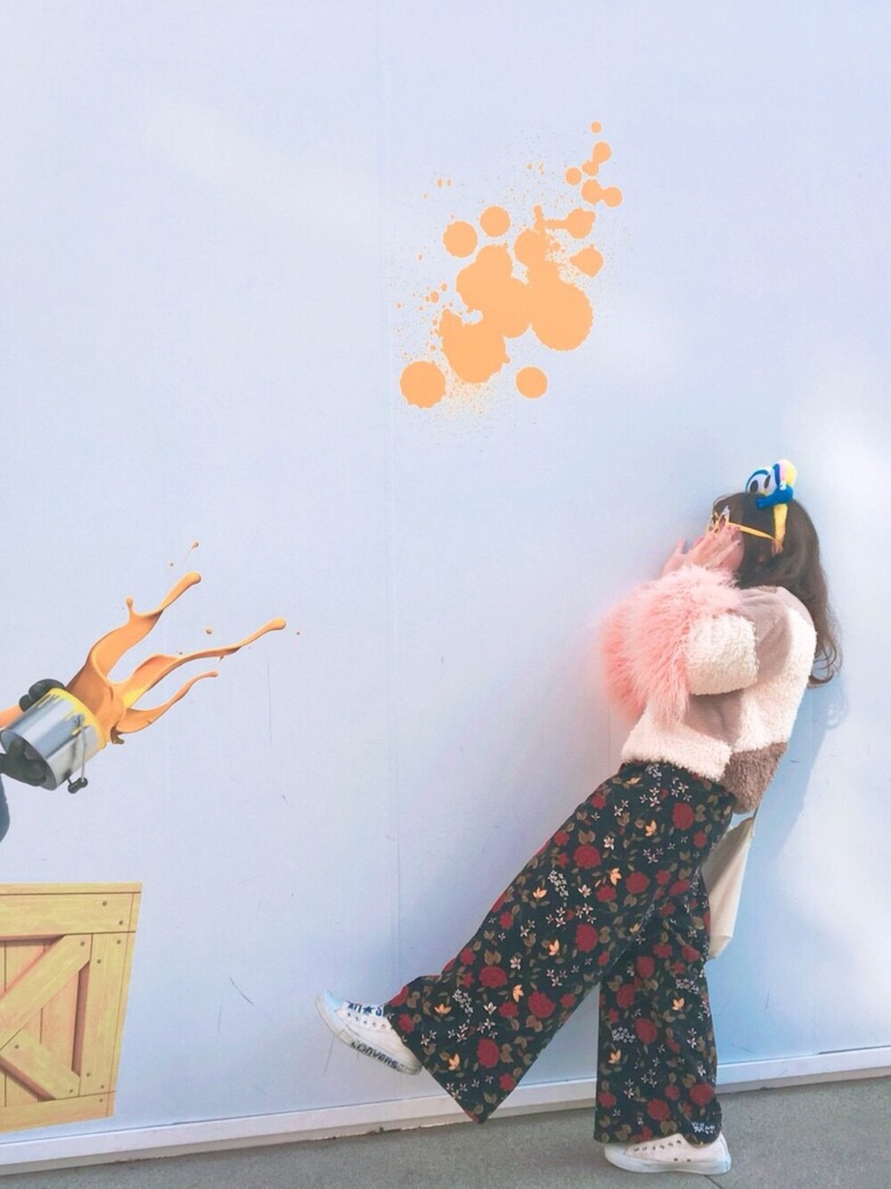 「ムルーア(MURUA)、w closet、converse、冬コーデ、低身長、ユニバ」｜「CONVERSEのアイテム（スニーカー、ホワイト系）」を使った、なっちさん（レディース・154cm）の冬コーディネートの1枚目の写真