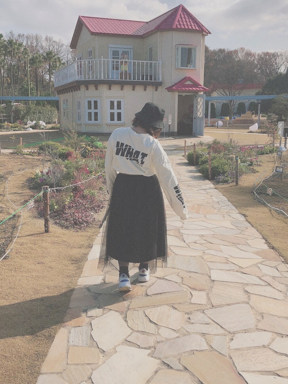 「I AM WHAT I AM、アベイル、ZARA、チュールスカート」｜「I AM WHAT I AMのアイテム（トップス、ホワイト系）」を使った、なっちさん（レディース・154cm）の冬コーディネートの1枚目の写真