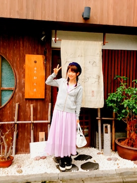 「Rodeo Crowns（ロデオクラウンズ）のアイテム（ハンチング/ベレー帽）」を使った、みんみんさん（レディース・161cm）の春コーディネート