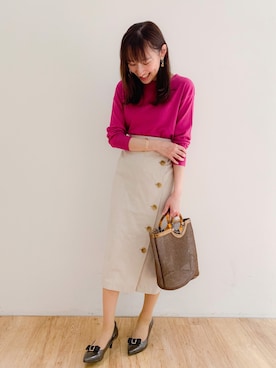 「アイテム（パンプス、グレー系）」を使った、mayu suzukiさん（レディース・152cm）の春コーディネート
