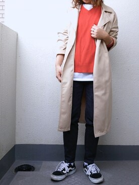 「SEVENDAYS=SUNDAY（セブンデイズサンデイ）のアイテム（トレンチコート）」を使った、junさん（レディース・156cm）の冬コーディネート