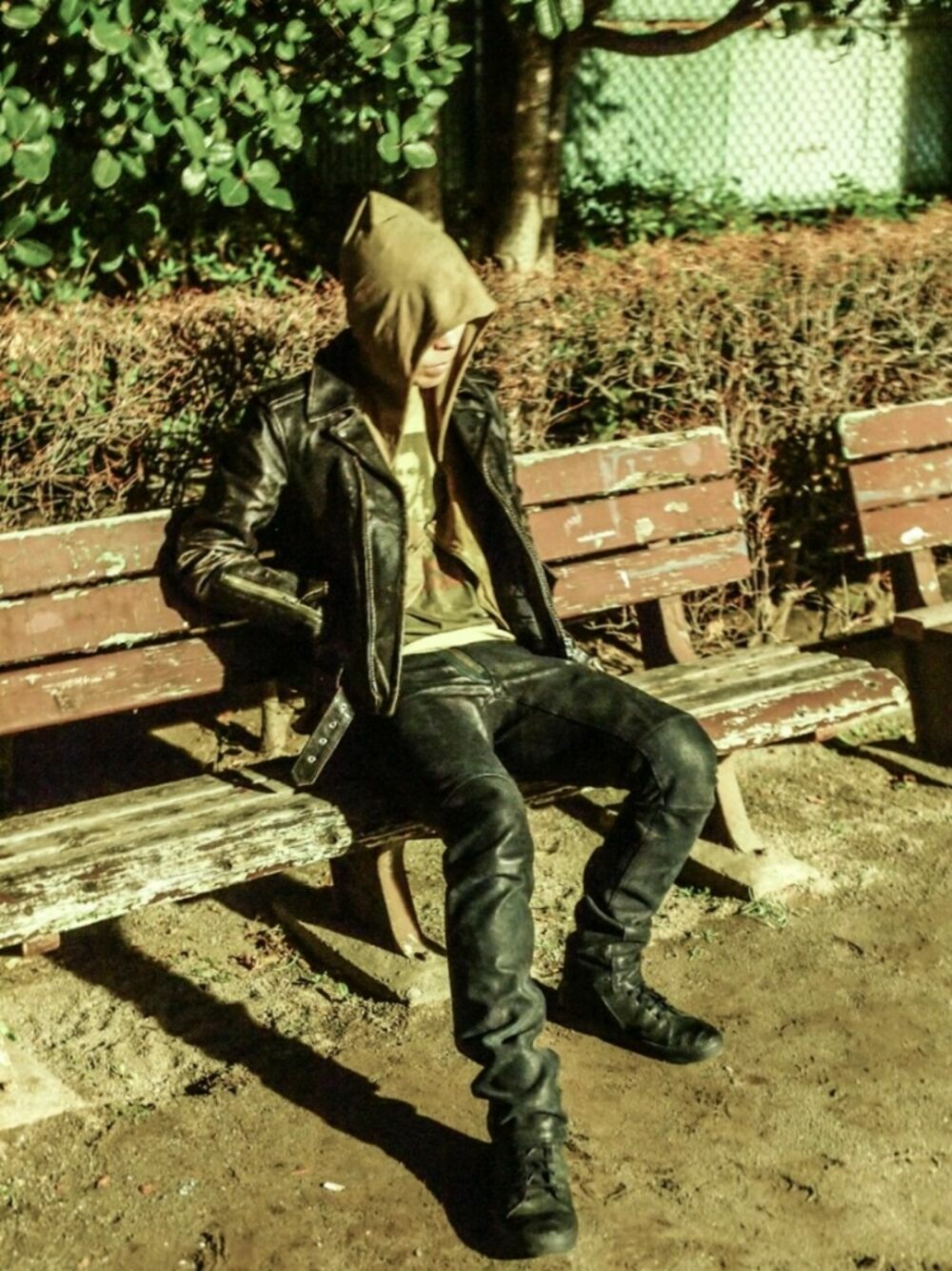 「ブラック、ライダース、ロック、ブラックミーンズ、ブラックコーデ、レザーパンツ、blackmeans、no,no,yes!、THE LAST CONSPIRACY」｜「blackmeansのWライダース（ライダースジャケット、ブラック系）」を使った、キドウラクさん（メンズ・170cm）の冬コーディネートの1枚目の写真
