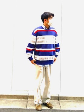 「アイテム（ローファー、グリーン系）」を使った、ホリさん（メンズ・169cm）の春コーディネート