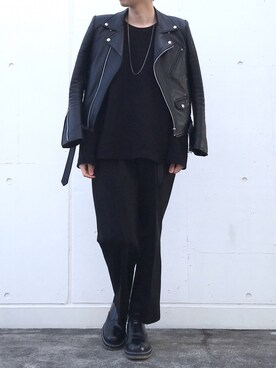 「JOHN LAWRENCE SULLIVAN」｜「アイテム（ライダースジャケット）」を使った、Y.Tさん（メンズ・169cm）の冬コーディネート