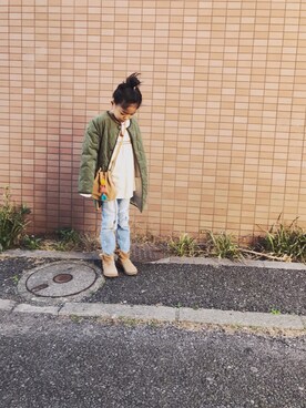 「green label relaxing（グリーンレーベルリラクシング）のアイテム（ジャケット/アウター、グリーン系）」を使った、こころさん（キッズ・125cm）の冬コーディネート