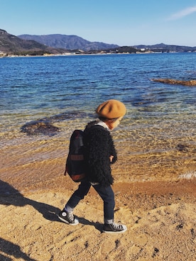「BEAUTY&YOUTH UNITED ARROWS（ビューティーアンドユースユナイテッドアローズ）のアイテム（ハンチング/ベレー帽、ブラウン系）」を使った、こころさん（キッズ・125cm）の冬コーディネート