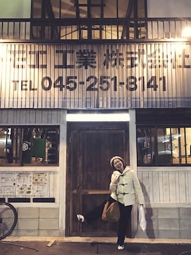 「アイテム（ダッフルコート、ホワイト系）」を使った、ちゃんさん（レディース・153cm）の冬コーディネート